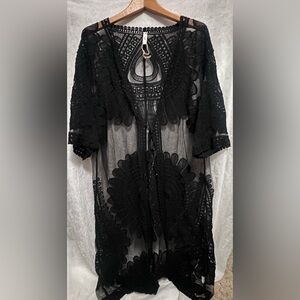 JODIFL Black Sheer Lace Cover-Up